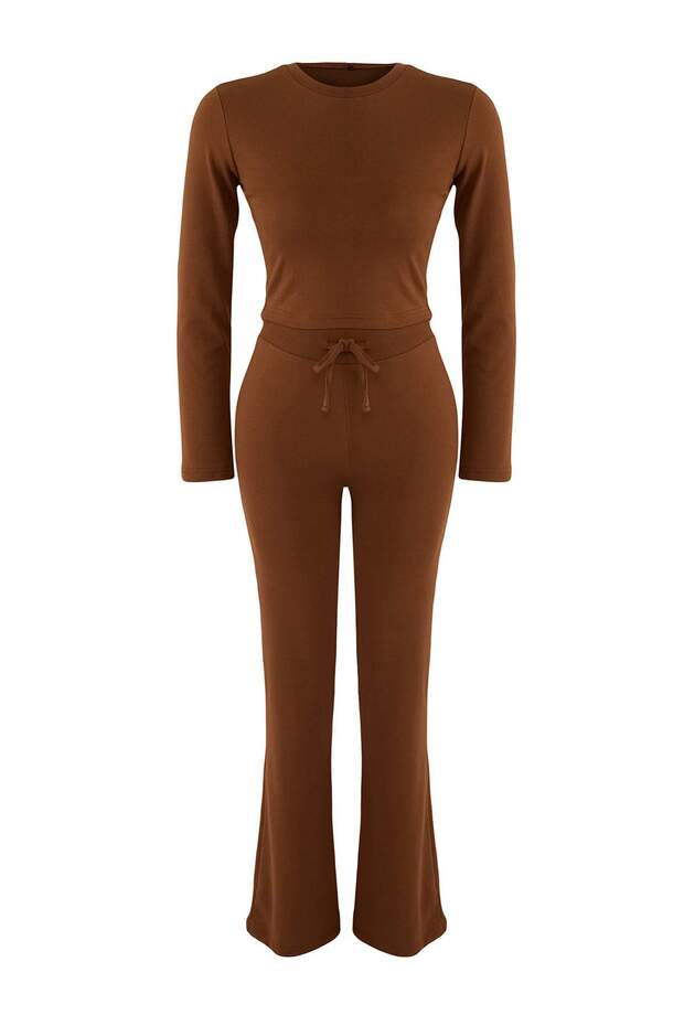 Wardrobe Essentials – Kahverengi Slim/Vücuda Oturan Alt-Üst Takım | TWOAW26AU00008 - 5