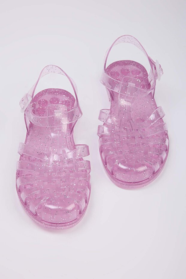Rosa Transparent Jelly Glitter Damen Sandalen TAKSS24SD00006 Be - 1