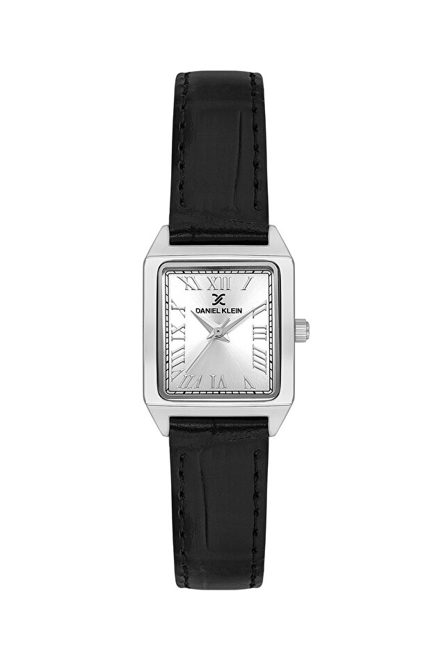 Dkf.2315A New Trend Silver Color Case Black Leather Strap Women's Watch