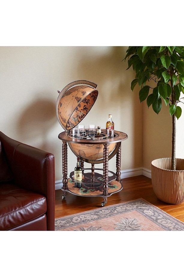 Retro Ayaklı Dünya Bar – Ekstra Büyük Boy Dekoratif Bar Ünitesi – 69x69x98 Cm-jz58 - 2