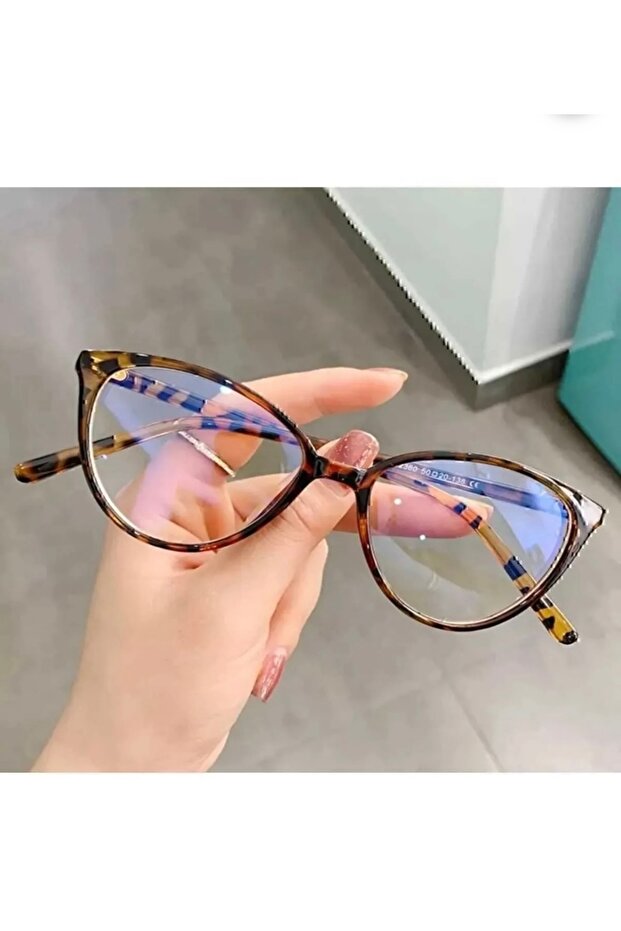 Leopard Blue Block Cat Eye Screen Glasses - 3