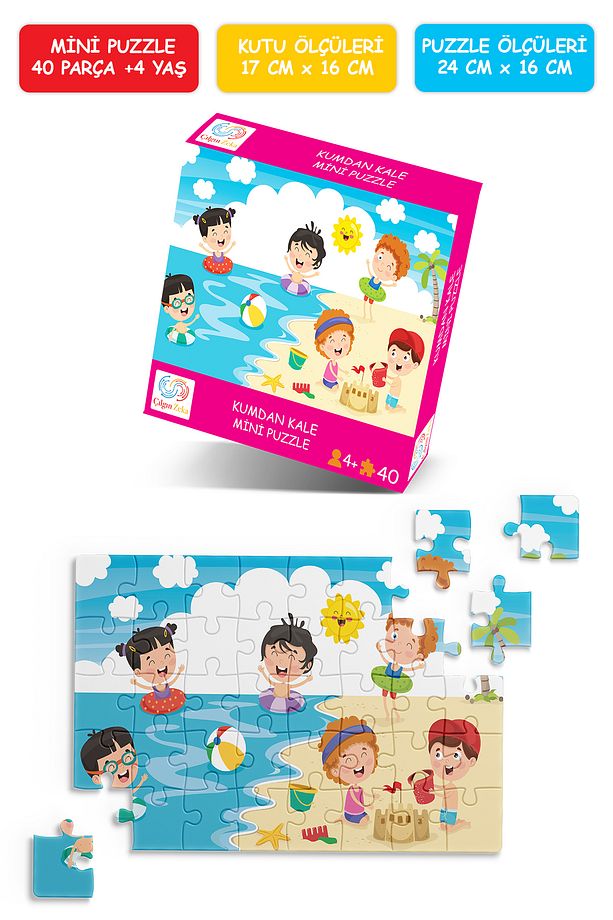 Kumdan Kale Mini Puzzle 40 Parça 3-7 Yaş Çocuk Puzzle Yapboz - 5
