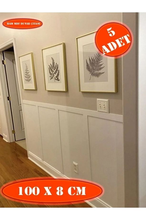 Lx Iskandinav Duvar Çıtası 100 Cm X 8 Cm (5 ADET) Çocuk Odası Dekorasyonu Boyanabilir Duvar Çıtası - 1