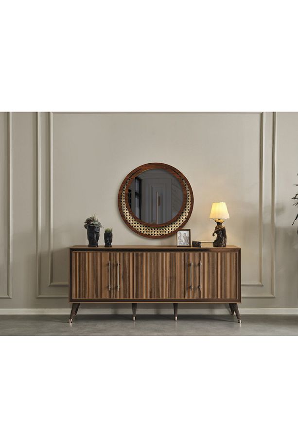 LUCCA WİCKER AYNA - RATTAN AYNA - HAZERAN AYNA - AHŞAP YUVARLAK AYNA - 2