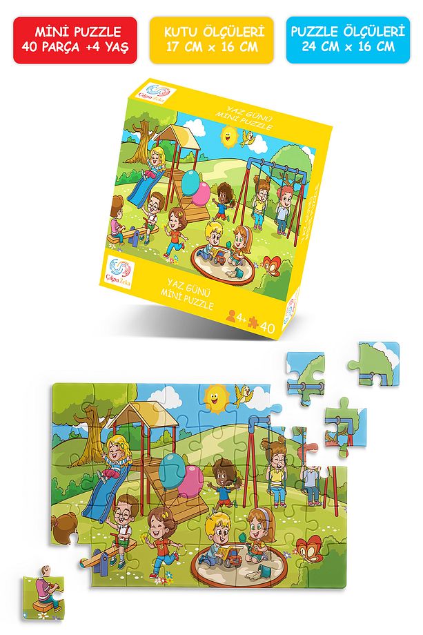 Yaz Günü Mini Puzzle 40 Parça 3-7 Yaş Çocuk Puzzle Yapboz - 1