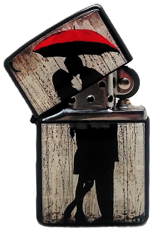 Yüksek Kaliteli Benzinli Klasik Çakmak. "AŞK YAĞMURU" Resimli. - 2