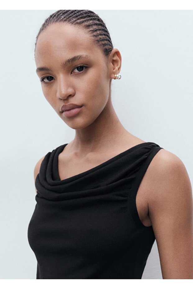 Drape detaylı triko üst - 7