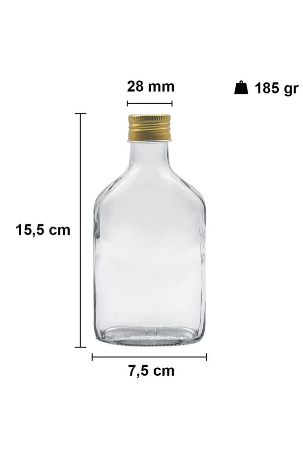 2 Adet Şeffaf Cold Brew Metal Gold Kapaklı Soğuk Kahve Yassı Cam Şişe 200 ml ve Çubuk Buz Kalıbı - 4