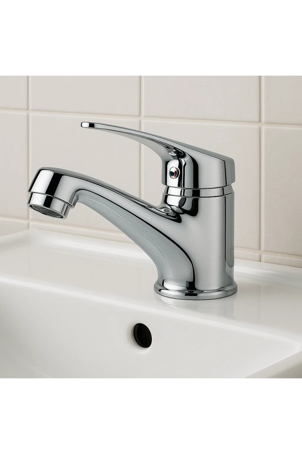 Fixed bathroom sink faucet tap on off