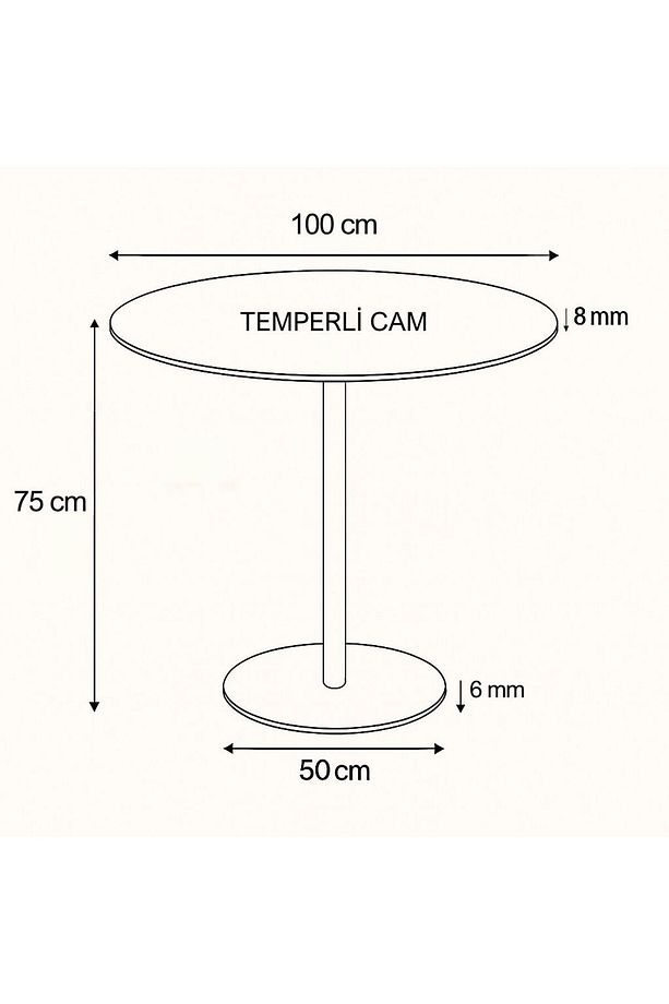 Siyah Mermer Desenli Modern 100 CM Yemek Masası 8 MM Temper Cam ( SADECE MASA ) - 3