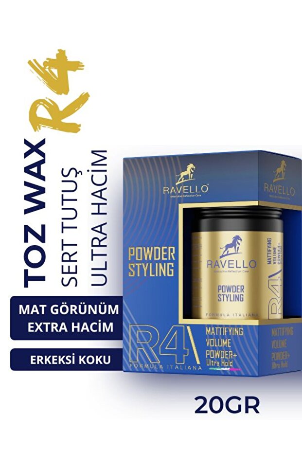 R4 Ultra Sert Toz Saç Şekillendirici Wax – Erkekler İçin Güçlü Tutuş Kontrol ve Hacim- 20gr - 1