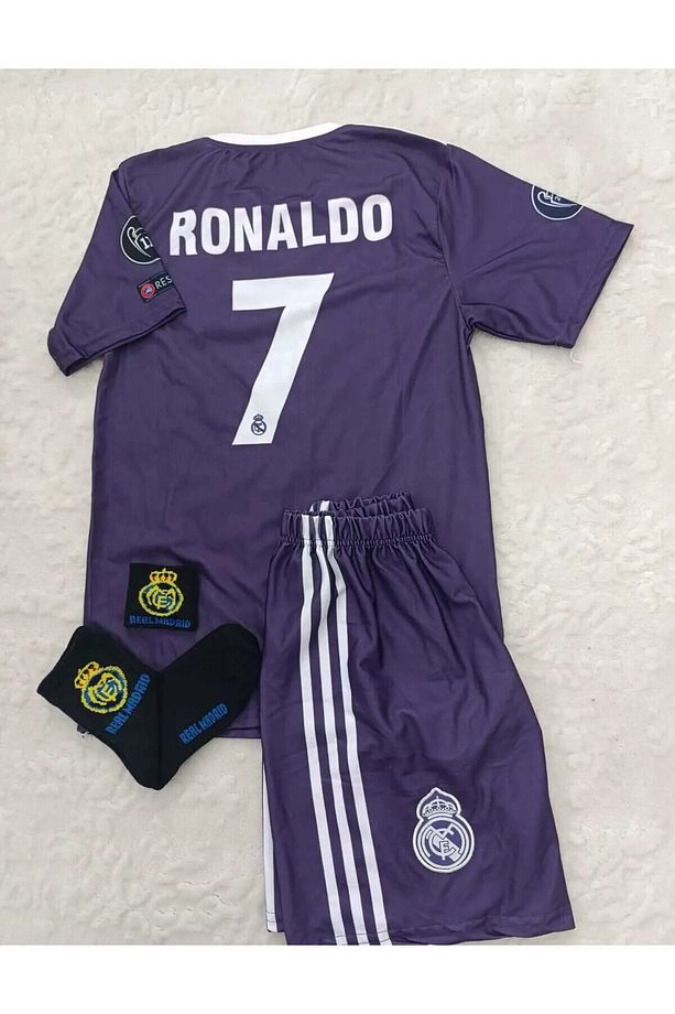 R.e.a.l M.a.d.r.i.d 2017 Cardiff Şampiyonlar Ligi Cristiano Ronaldo Çocuk Forması 4'lü Set (armalı) - 1