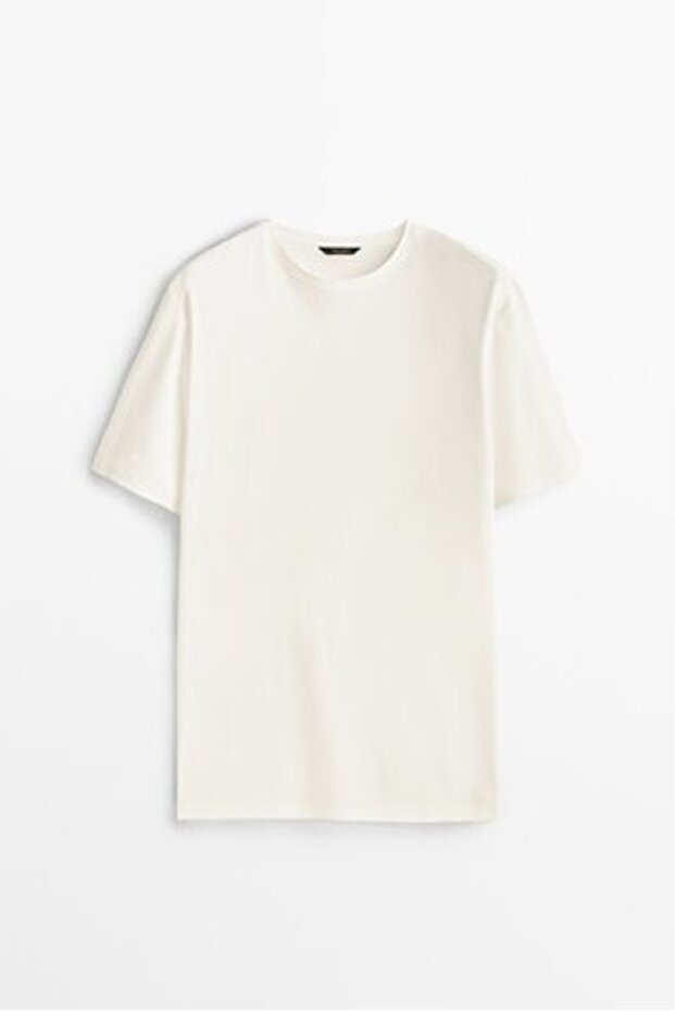 Kısa kollu merserize pamuklu t-shirt - 5