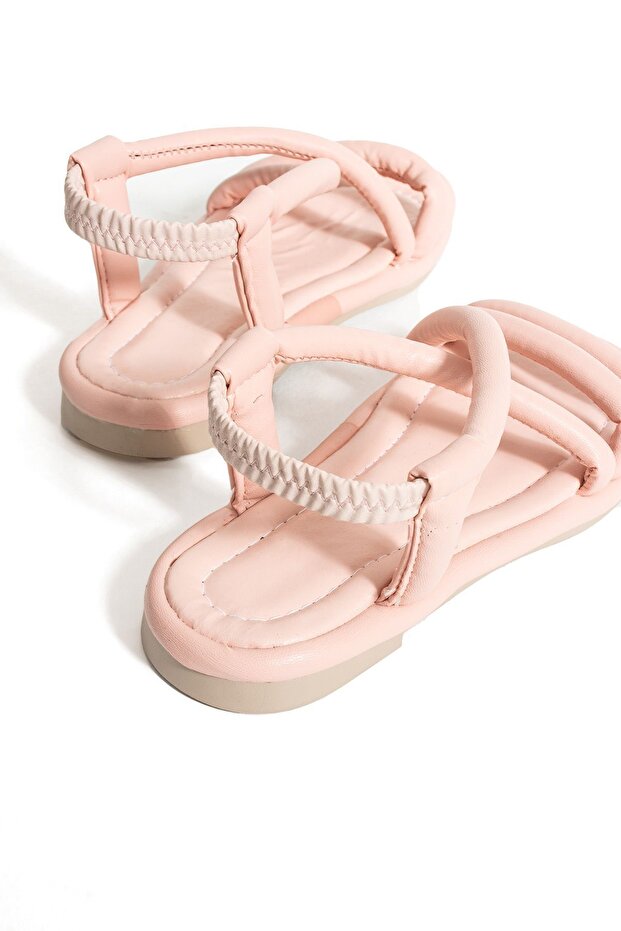 Púdrové dámske sandále s elastickým pásikom - 8