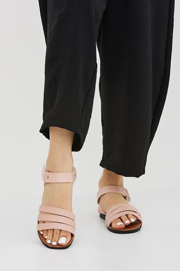 صندل مسطح بشريط فيلكرو قابل للتعديل - 1