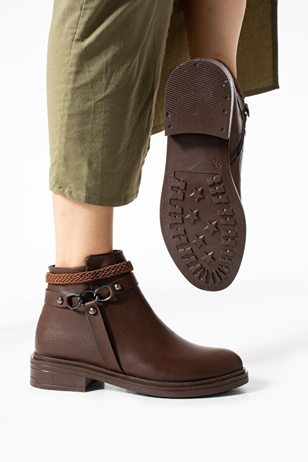 Kadın Kahverengi Fermuarlı Bot - 6