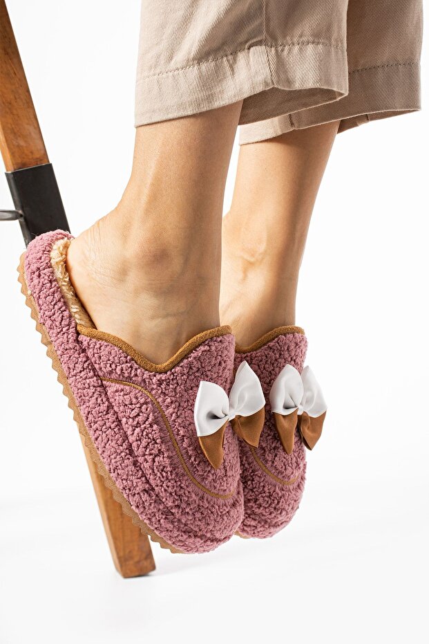 Vişne Papyon Kışlık Kadın Terlik - 6