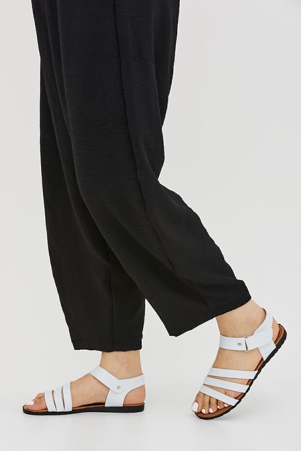 White Flat Adjustable Velcro Sandals - 3