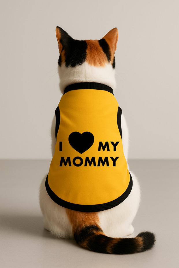 New Season Fleece Dog and Cat Outfit - Size L - Yellow I Love Mommy
