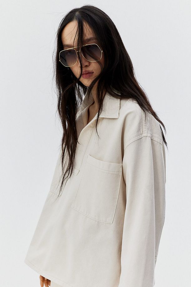 Oversize Popover Kot Gömlek - 5