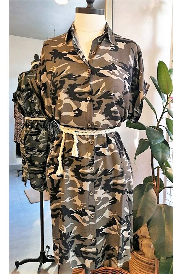 Kamuflaj Gömlek Elbise - 1