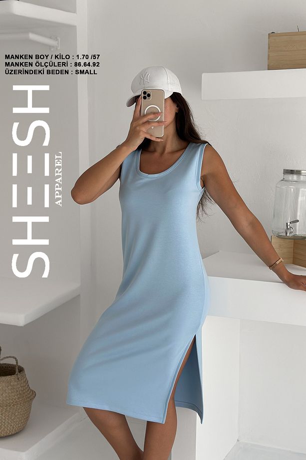 Bebe Mavi Askılı Basic Modal Yazlık Elbise - 1