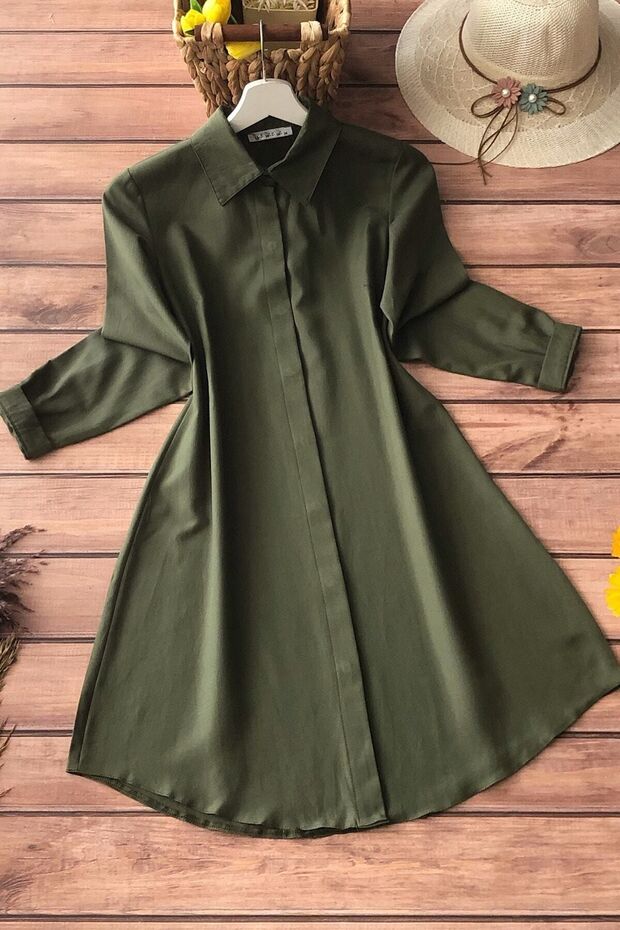 Women's Khaki Boyfriend Tunic Shirt