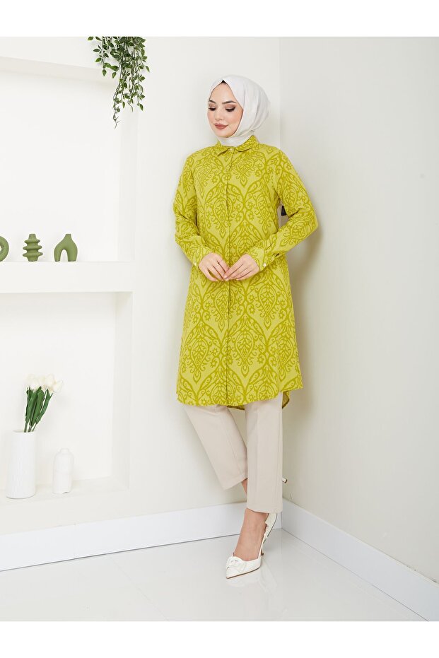 Ebru Patterned Viscose Tunic - 2