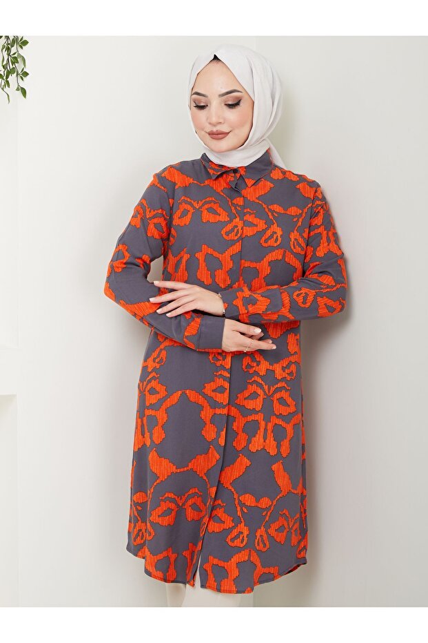 تونيك منقوش بالفسكوز - منقوش على شكل عين - 6