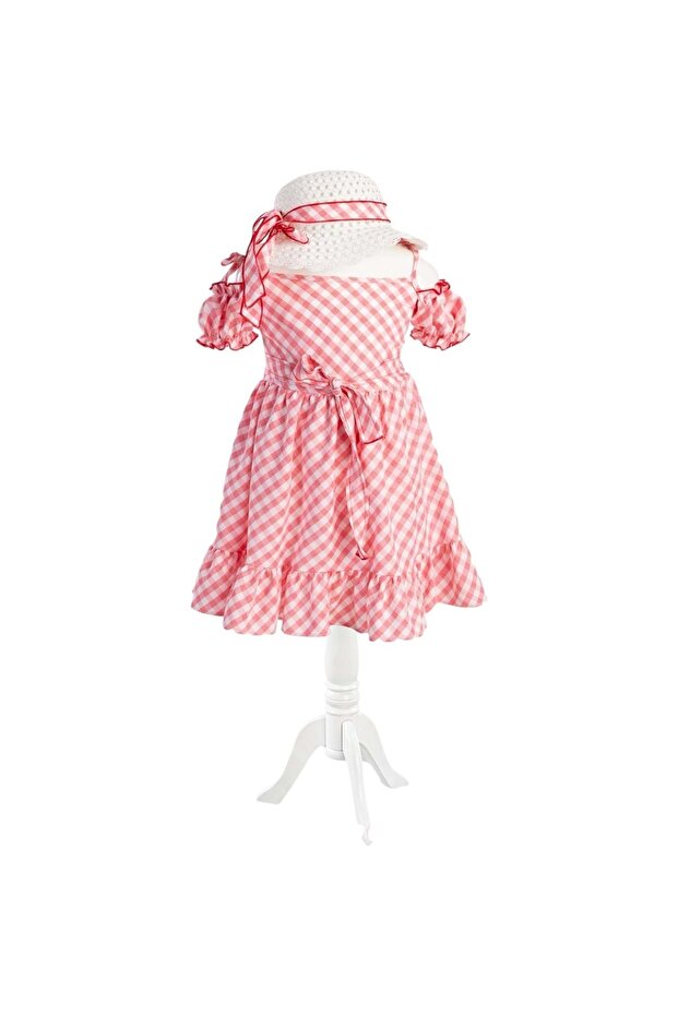 فستان مربعات باللون الأحمر - 1