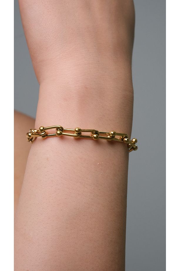 NESTED LOOP  MODEL KUYUMCU GOLD ÇELİK 316L (KOLYE & BİLEKLİK) 2'Lİ SET - 3