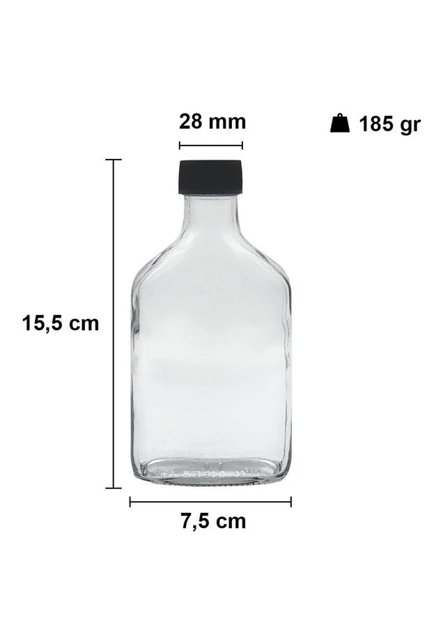 4 Adet Şeffaf Cold Brew Siyah Kapaklı Soğuk Kahve Yassı Cam Şişe 200 ml ve Çubuk Buz Kalıbı - 4