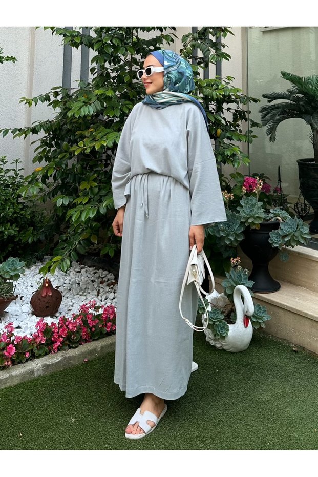 Organic Şile Cloth Gray Skirt Suit