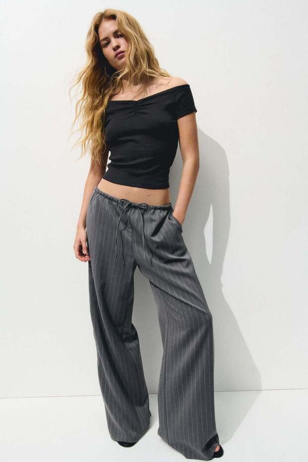 Twill drawstring trousers - 1