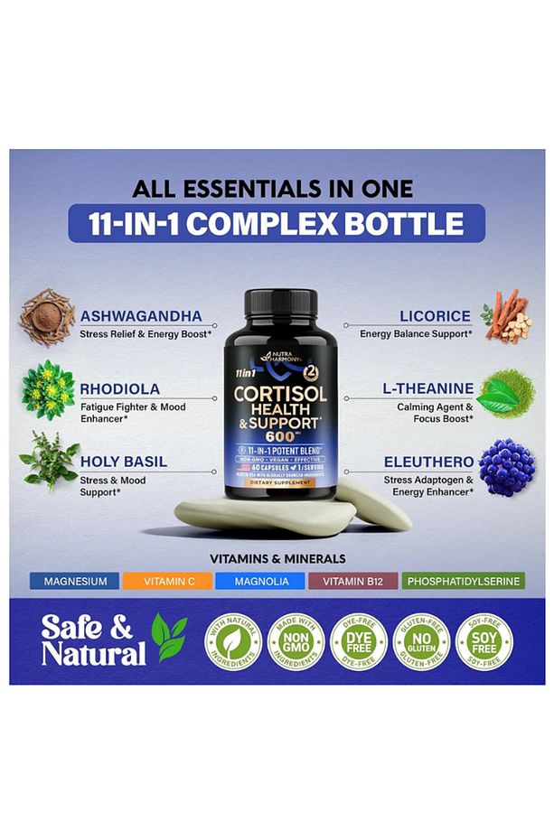 Harmony Cortısol Healt Support - 11-in-1 Supplement 600mg 60 Capsul.abd Menşei.46 - 4