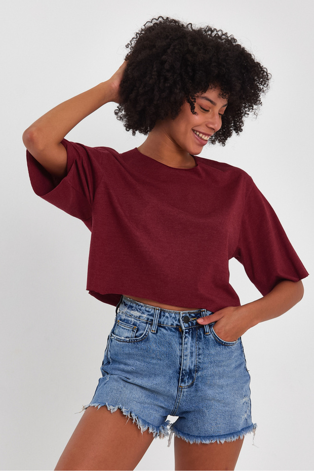 Kadın Basic Oversize Crop - 3
