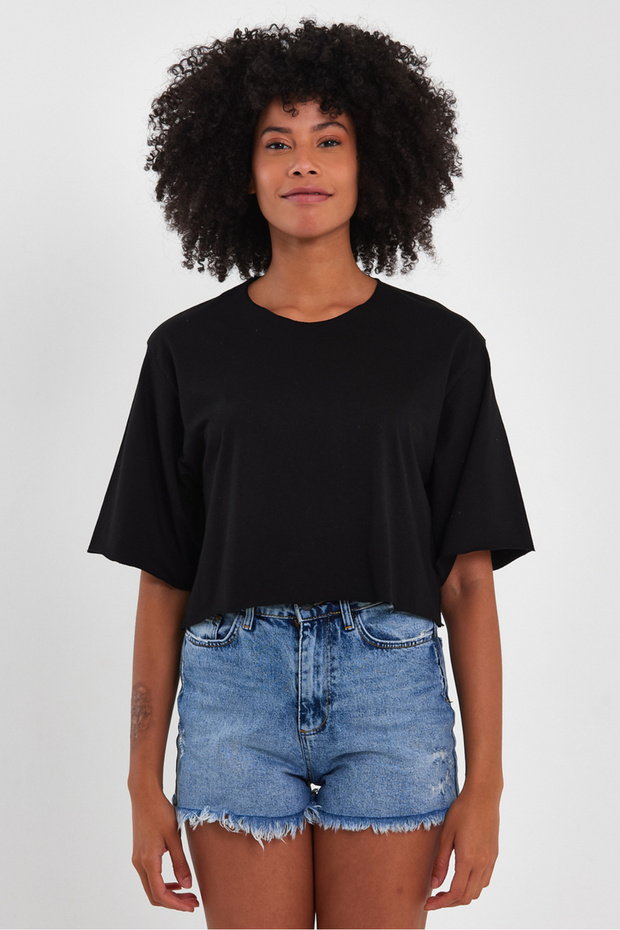 Kadın Basic Oversize Crop - 3