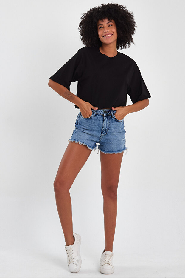 Kadın Basic Oversize Crop - 4