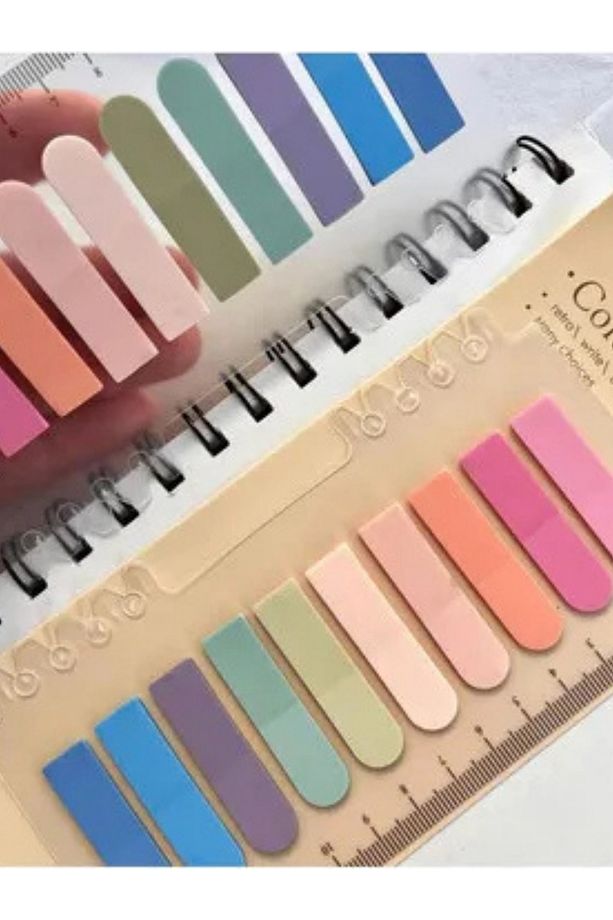 Pastel Tonlar 600 Yaprak Şeffaf Cetvelli Postit Ayraç Not Kağıdı Seti 3 Adet set-4 - 3