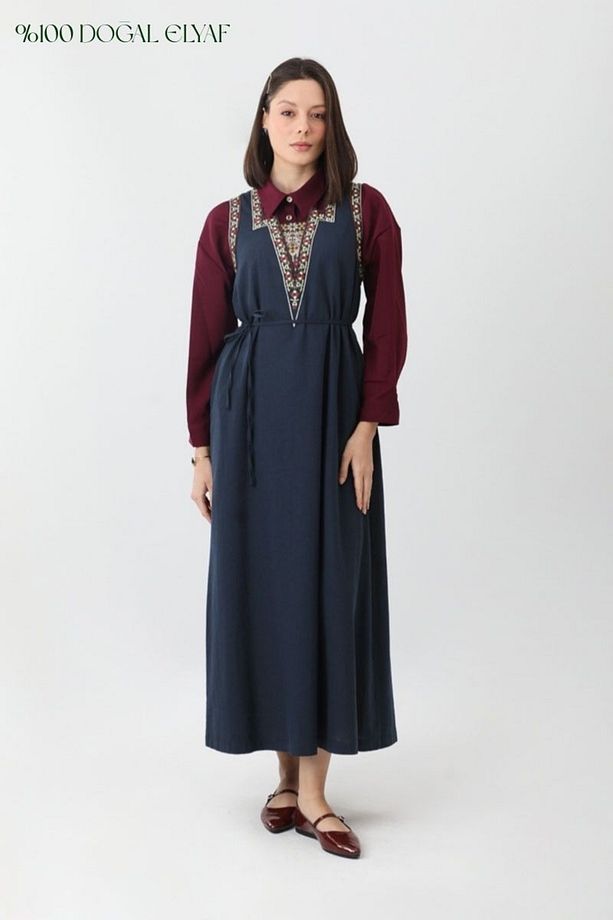Hazal Etnik Nakışlı Jile Lacivert - 2