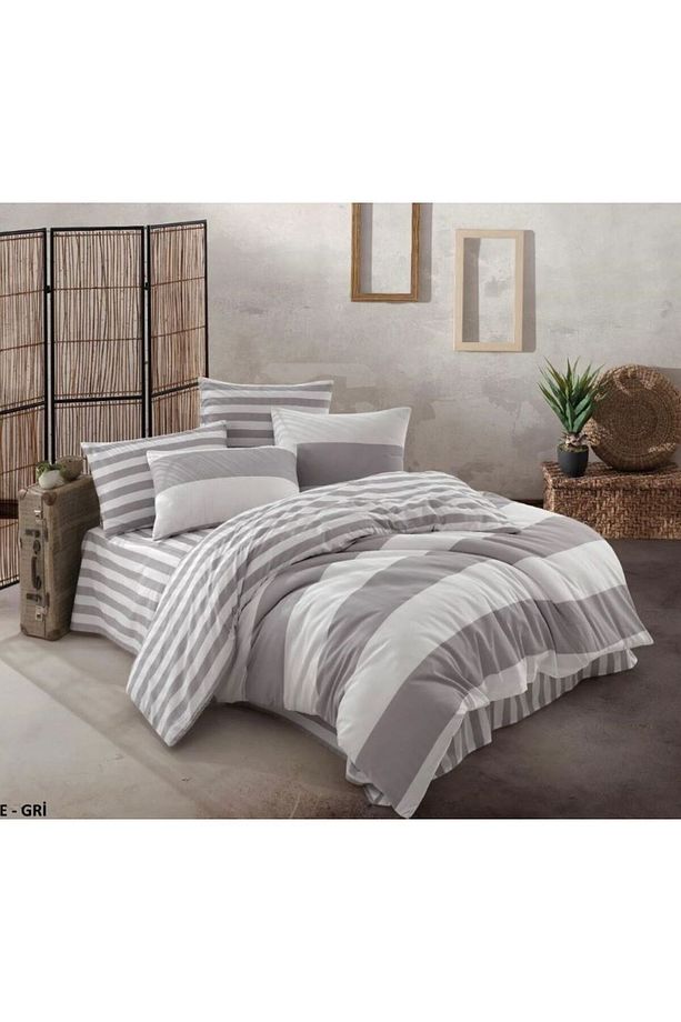 Terry Cotton Line Gri Tek Kişilik Nevresim Takımı - 1