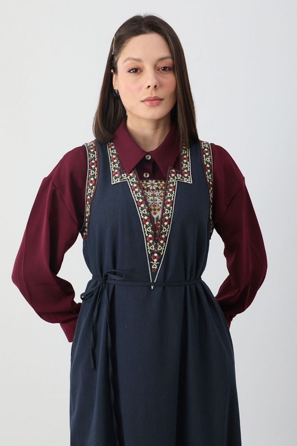 Hazal Etnik Nakışlı Jile Lacivert - 7