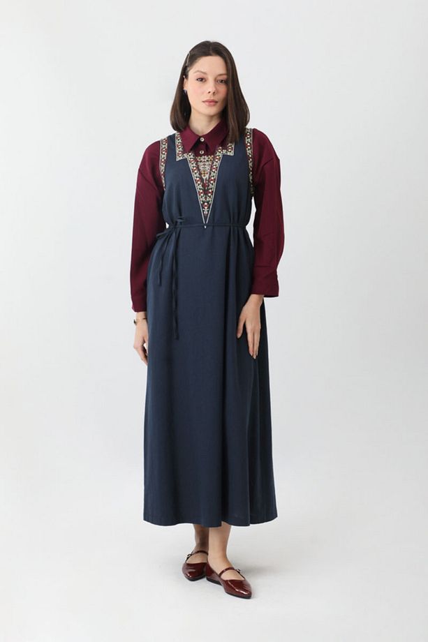 Hazal Etnik Nakışlı Jile Lacivert - 5