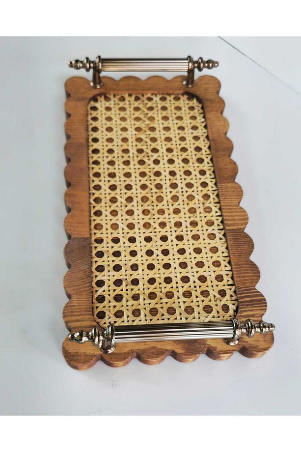 AHŞAP HAZERAN SUNUM TEPSİSİ RATTAN TEPSİ - 3