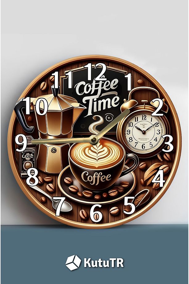 Sessiz Yuvarlak Ahşap Duvar Saati, Kuvars Hareketli 3d Görünümlü 2d Saat Sdw137 Coffee - 3