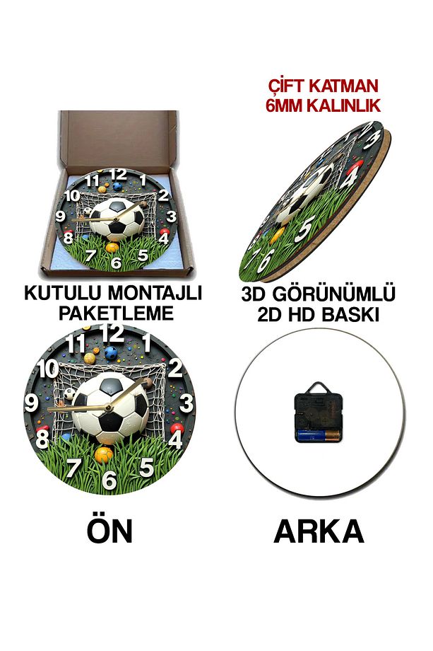 Sessiz Yuvarlak Ahşap Duvar Saati, Kuvars Hareketli 3d Görünümlü 2d Saat Sdw127 - 7