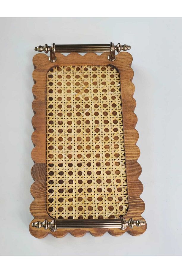 AHŞAP HAZERAN SUNUM TEPSİSİ RATTAN TEPSİ - 5