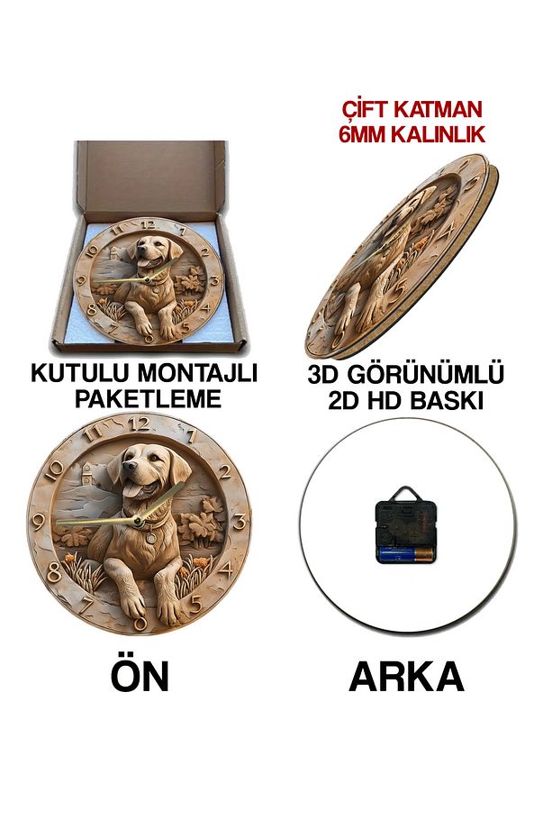 Sessiz Yuvarlak Ahşap Duvar Saati, Kuvars Hareketli 3d Görünümlü 2d Saat Sdw Serisi - 7