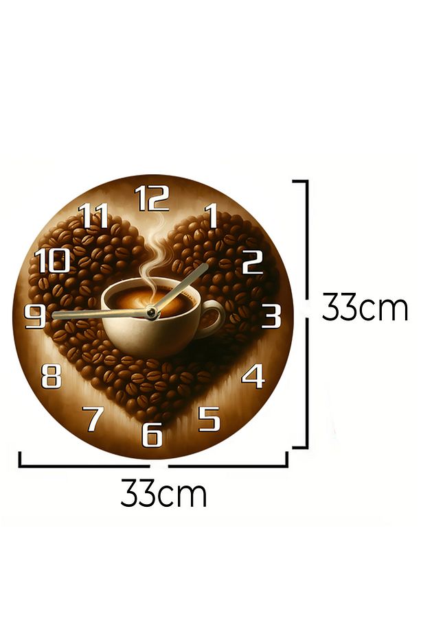 Sessiz Yuvarlak Ahşap Duvar Saati, Kuvars Coffe Desen 2d Sdw2021 - 5