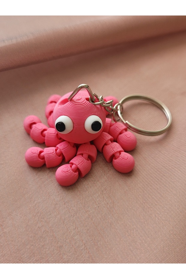 Cute Pink Octopus Keychain